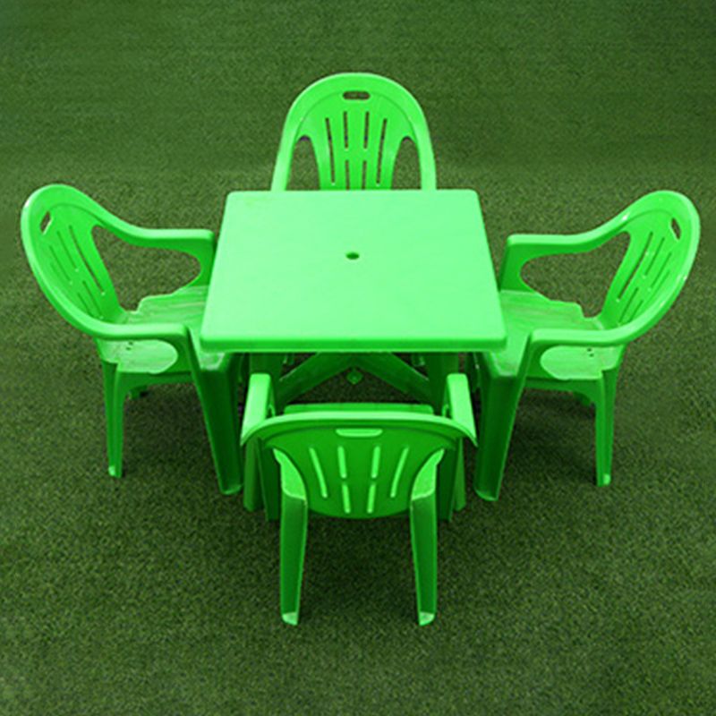 Contemporary Style Dining Set Plastic Square 1/5/7/9 Pcs Dining Table Set