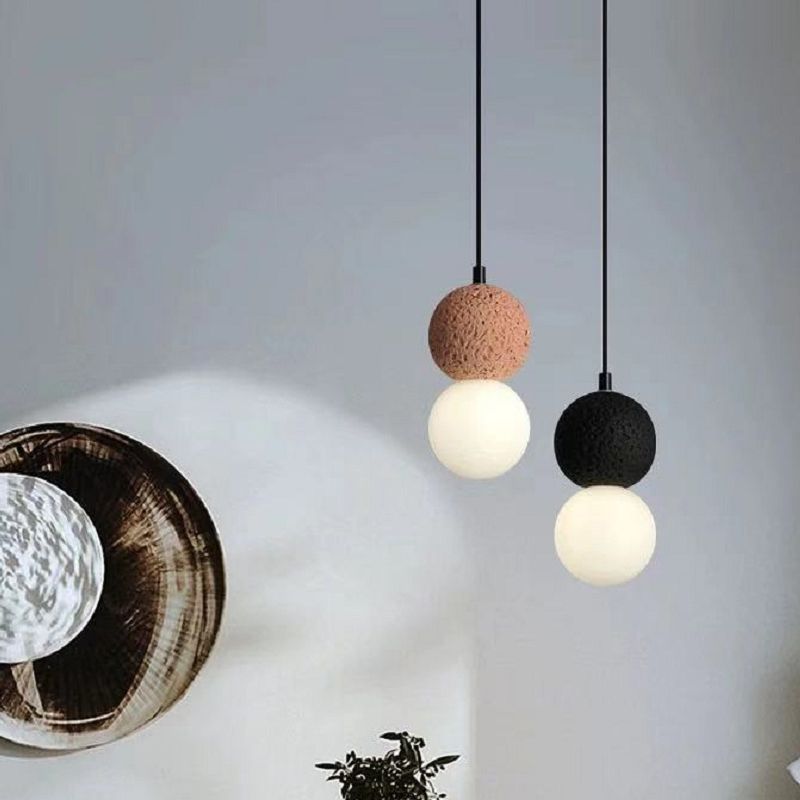 Globe Glass Pendant Light in Modern Creative Style Cement Single Hanging Lamp for Dining Room