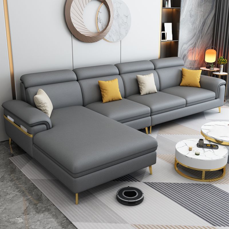 35.4"H Faux Leather Pillow Top Arm Sofa & Chaise for Living Room
