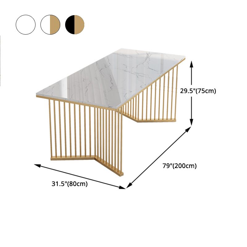 Glam Style 1/2/5/7 Pieces Dining Set Marble Top Dining Table Set with Velvet Chairs