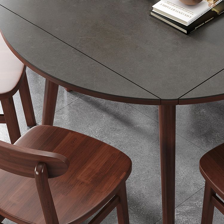 Mesa de comedor de estilo industrial Mesa de comedor cuadrada de piedra sinterizada con base de madera