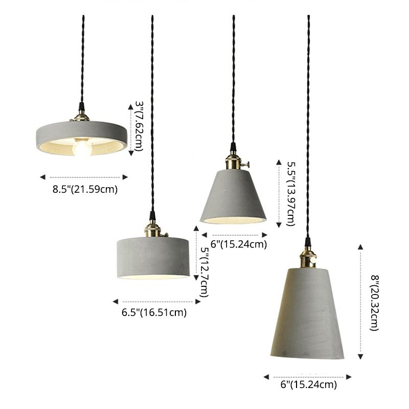 Estilo contemporáneo Cemento creativo Luz de luz geométrica Lámpara colgante de 1 luce para dormitorio
