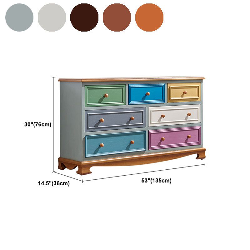Coastal Style Storage Chest 7 Drawers Storage Chest Dresser for Bedroom