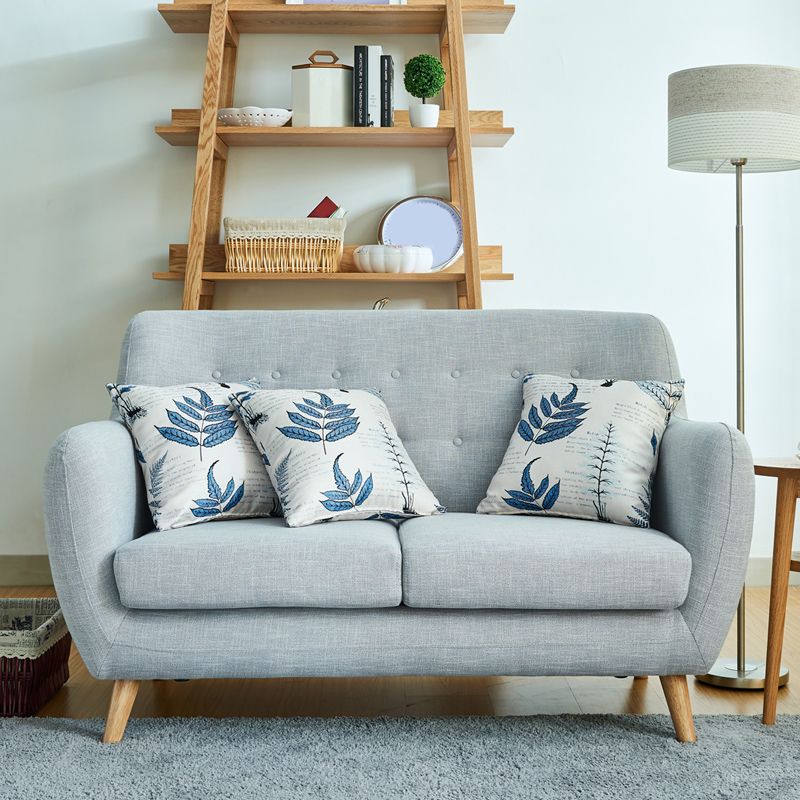 Contemporary Tight Back  Fabric Settee Square Arm Standard Sofa