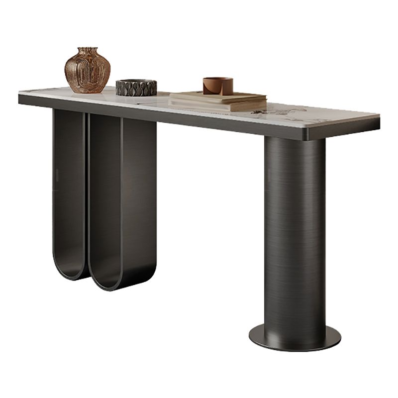Rectangle Shape Console Table Contemporary Stone Sofa Table in Black