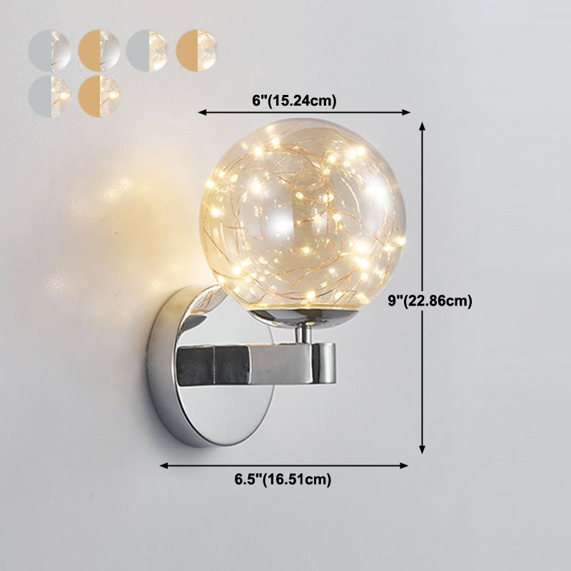 Modern Style Sphere Sconce Light Fixtures Metal 1 Light Wall Mounted Lighting