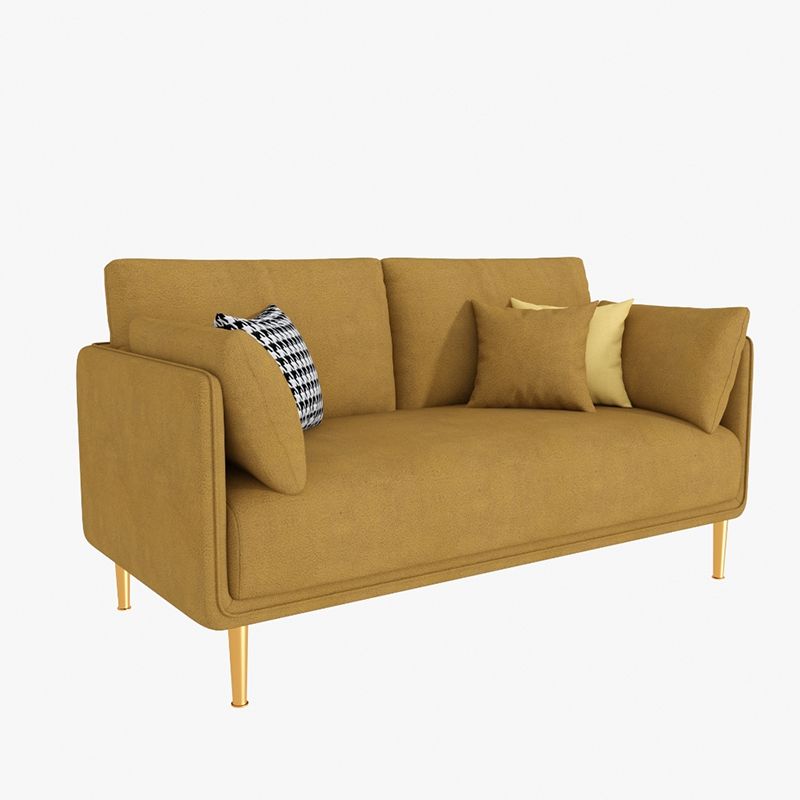 Glam Cushions Pillow Top Arm Faux Leather Stationary Sofa for Living Room