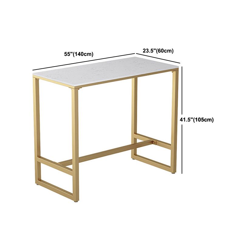 White Stone Top Bar Table Glam Bar Dining Table with Gold Base
