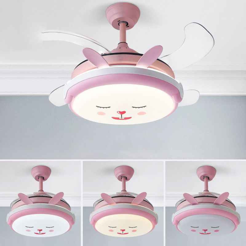 Cartoon Children dormitorio colgante ventilador de ventilador de ventilador de animales semi rascilla de techo luz de techo