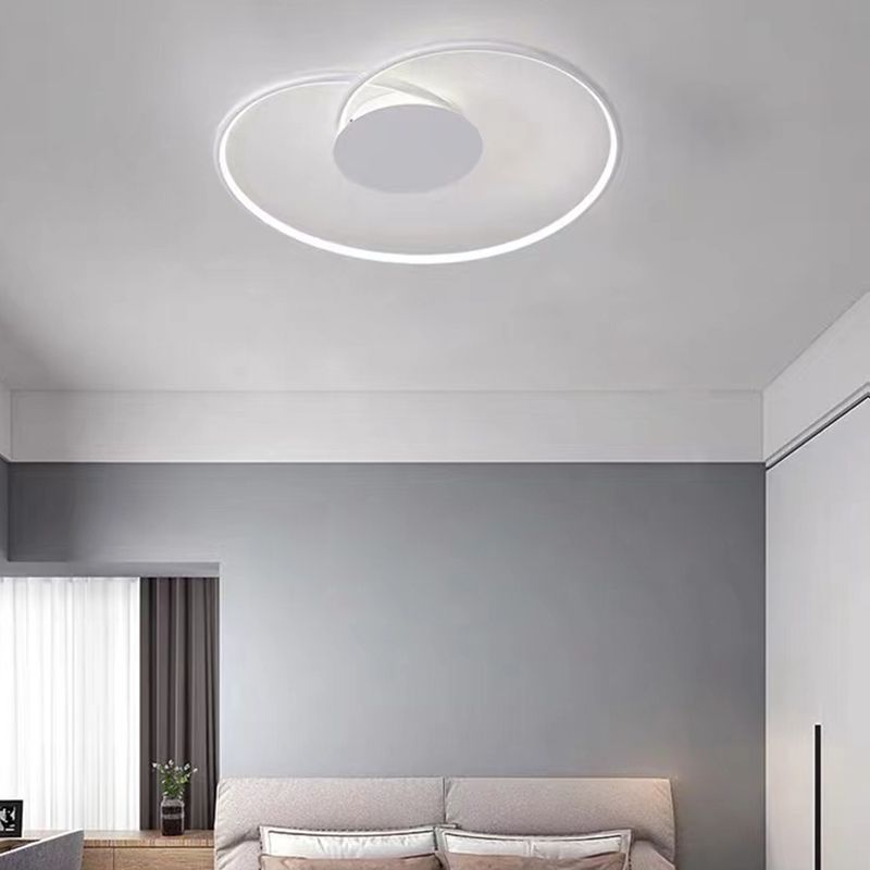 1 - Light LED Linear Flush Mount in White Metal Modern Ceiling Flush