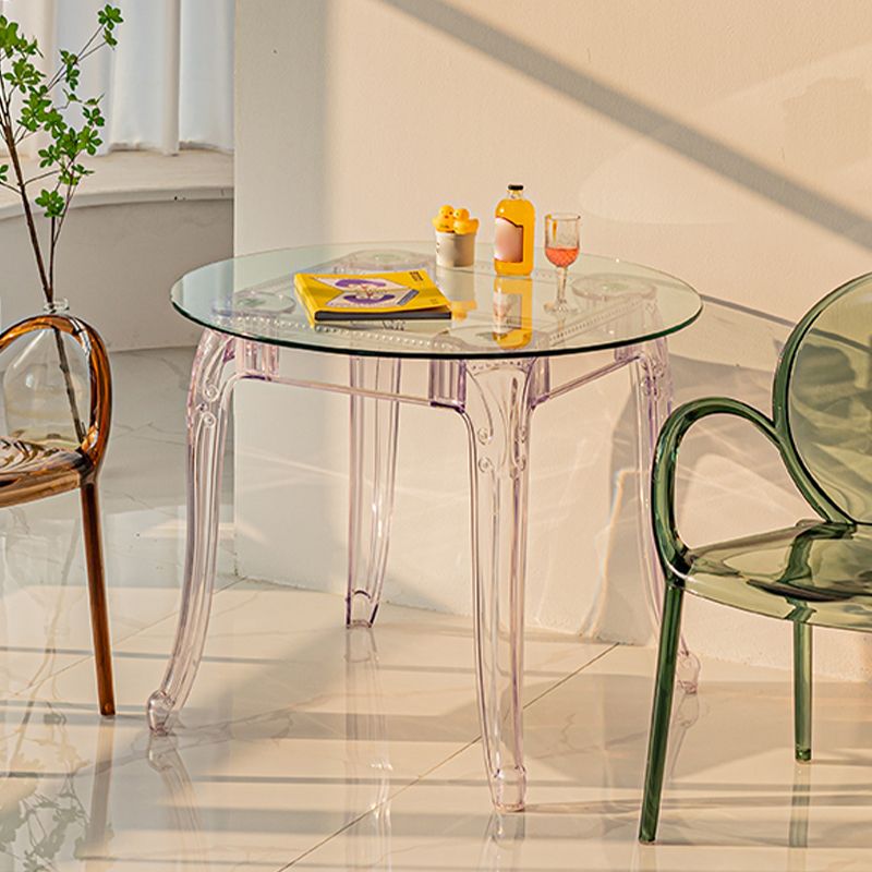 Modern Glass Dining Table Clear Dining Table with Plastic Base