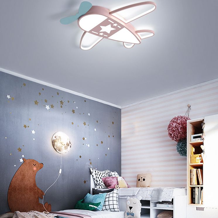 Propeller Plane Child Room LED Flush Mounted Lamp Acrylic Kids Surface Ceiling Light