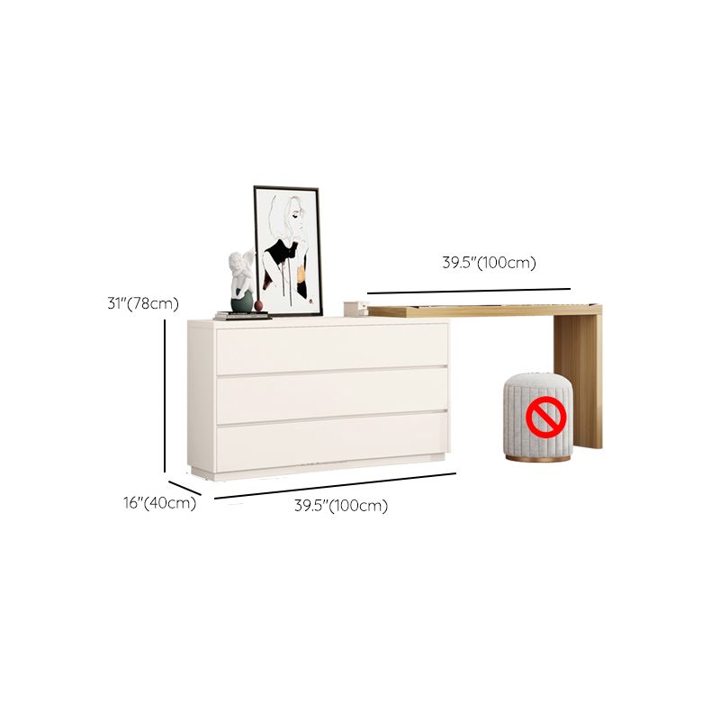 Bedroom Simple Make-up Vanity and Stool in White with Drawers