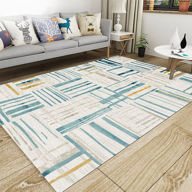 Classic Geo Print Rug Multi Colored Polyster Area Rug Anti-Slip Backing Pet Friendly Washable Carpet for Parlor