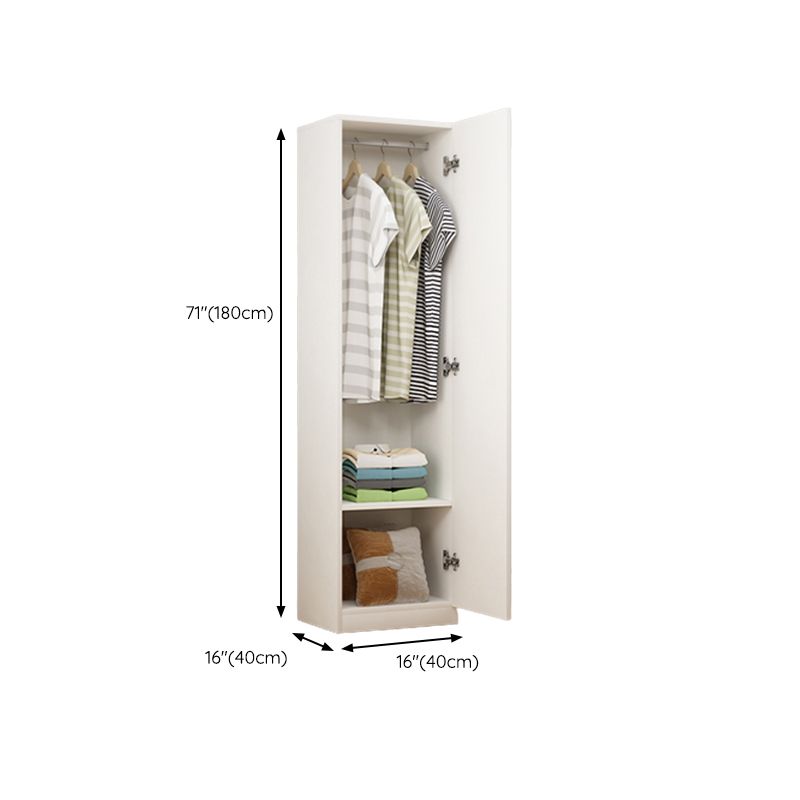 Manufactured Wood Kids Closet Contemporary White Armoire Cabinet with Garment Rod