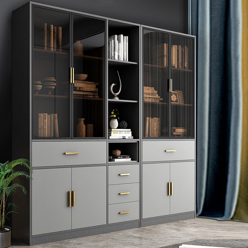 Contemporary Closed Back Bookcase Engineered Wood Vertical Bookshelf with Shelves