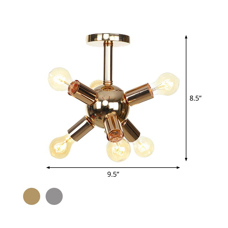 Chroom/gouden Sputnik semi-inbouw vintage ijzer 6/9/12 lichten restaurant verzonken plafondlamp armatuur