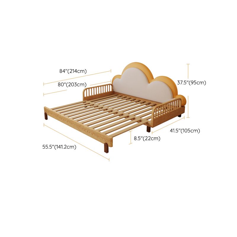 Contemporary Daybed Solid Wood Upholstered Headboard Princess Natural