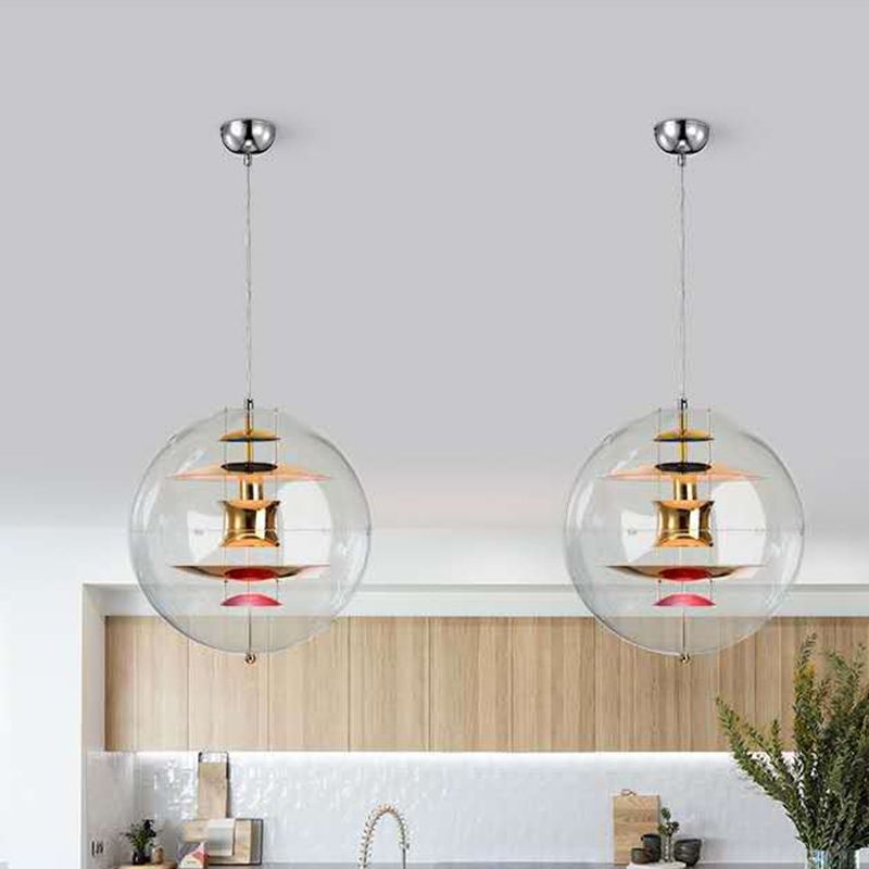 Moderne minimalistische 1 leichte Anhänger Beleuchtung kreativer Sphäre klarer Glas Drop Anhänger für Wohnzimmer
