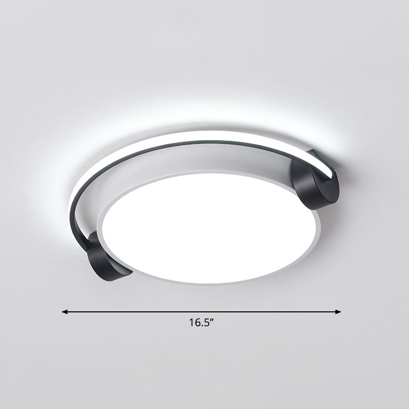 Figure Wearing Headphone Ceiling Lamp Nordic Acrylic Black-White Flush Mounted Light for Dorm Room