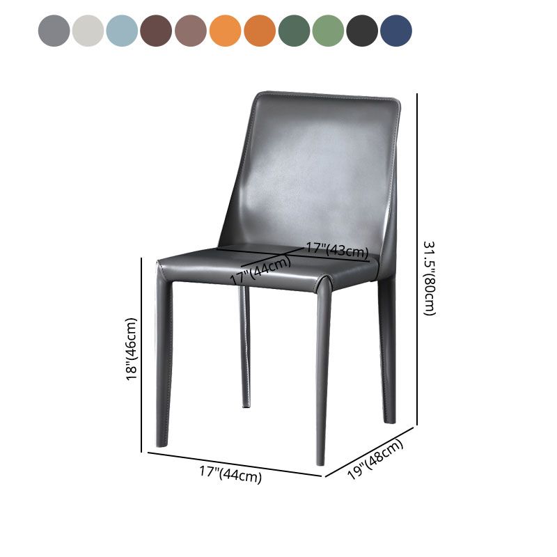 Eigentijdse stijl eetstoelen armloze zijstoel met metalen benen voor keuken (set van 2)