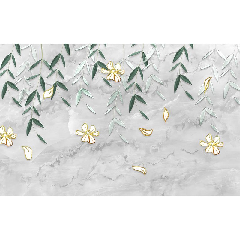 Modern Leaves Print Mural Soft Color Living Room Wall Art, Custom Size Available