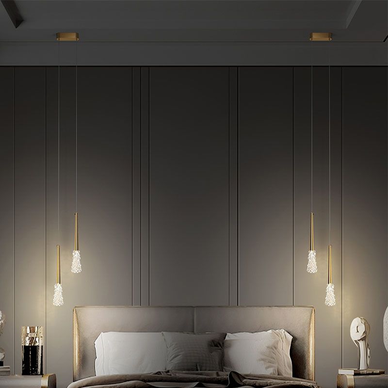 Luz de colgante de cristal transparente Lighting de suspensión de techo cónico de estilo moderno