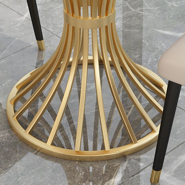 Glam Style 1/2/3/4/5 Pieces Gold Base Dining Set Stone Top Kitchen Set for Dining Room