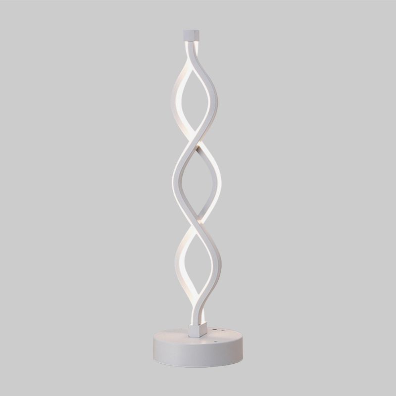 LED Bedside Task Light Minimalism White Night Table Lamp with Spiral Acrylic Shade in Warm/White Light