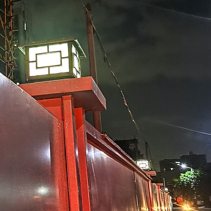 LED Contemporary Metal Pillar Lamp Square Shape Outdoor Waterproof Light