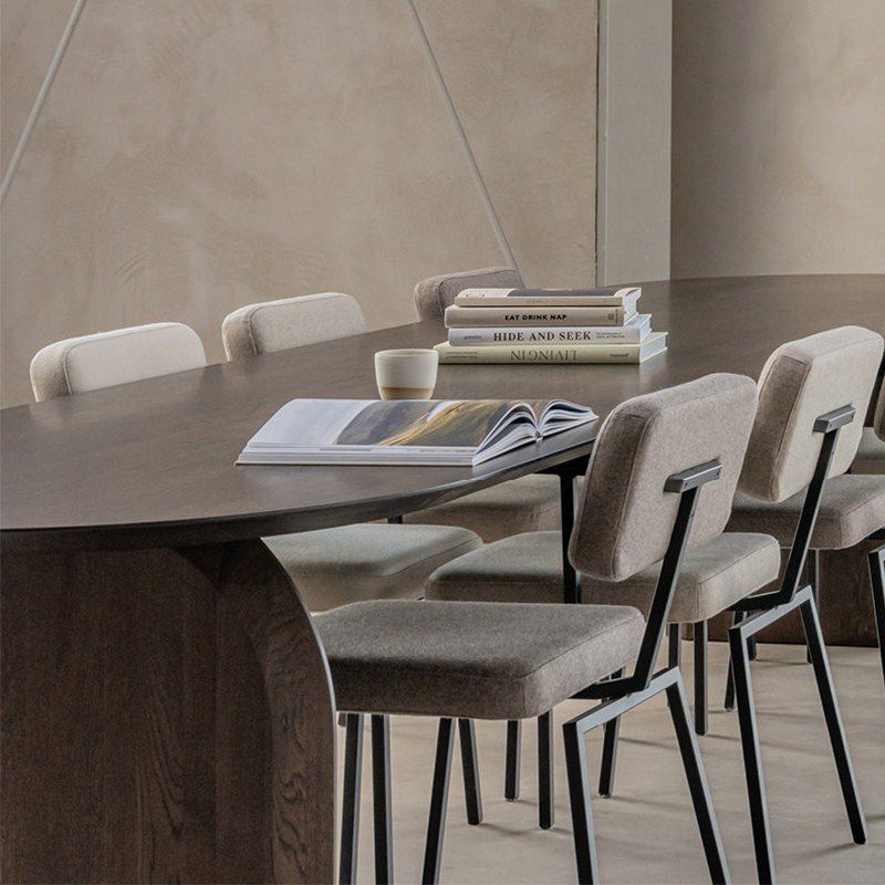 Modern Style Wooden Office Desk Oval Shape Conference Table with 2 Legs for Office