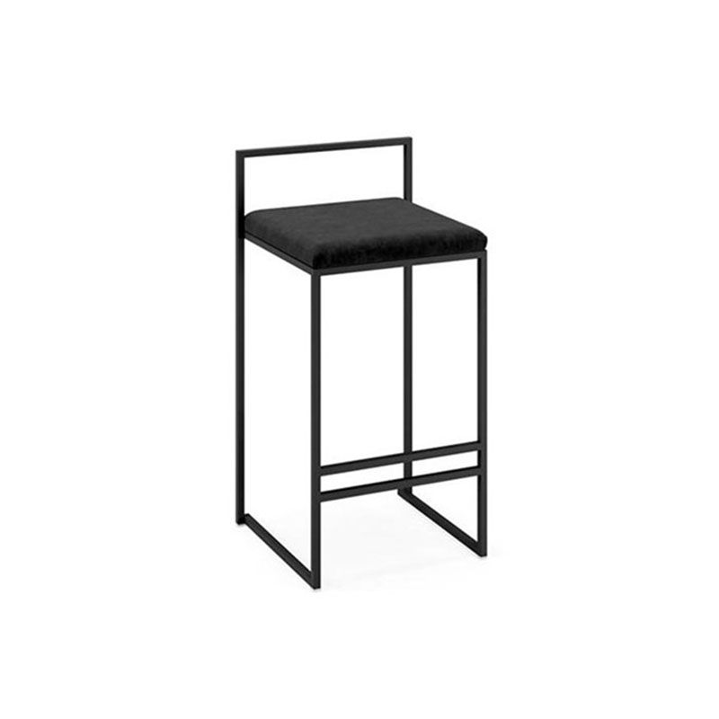 Modern Backrest Counter Stool Iron Milk Tea Shop Bar Stool with Velvet Cushion and Pedal