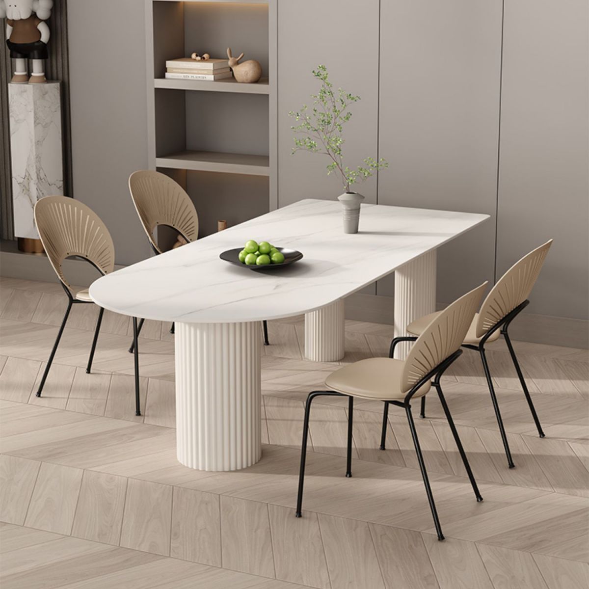 Kitchen Dining Table Modern Stone Dining Table in White and Black