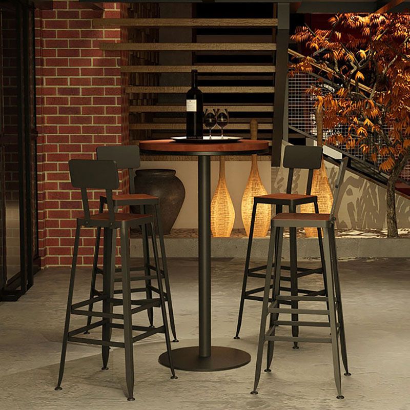 Industrial Wood Top Counter Table Black Metal Base Table for Coffee Shop