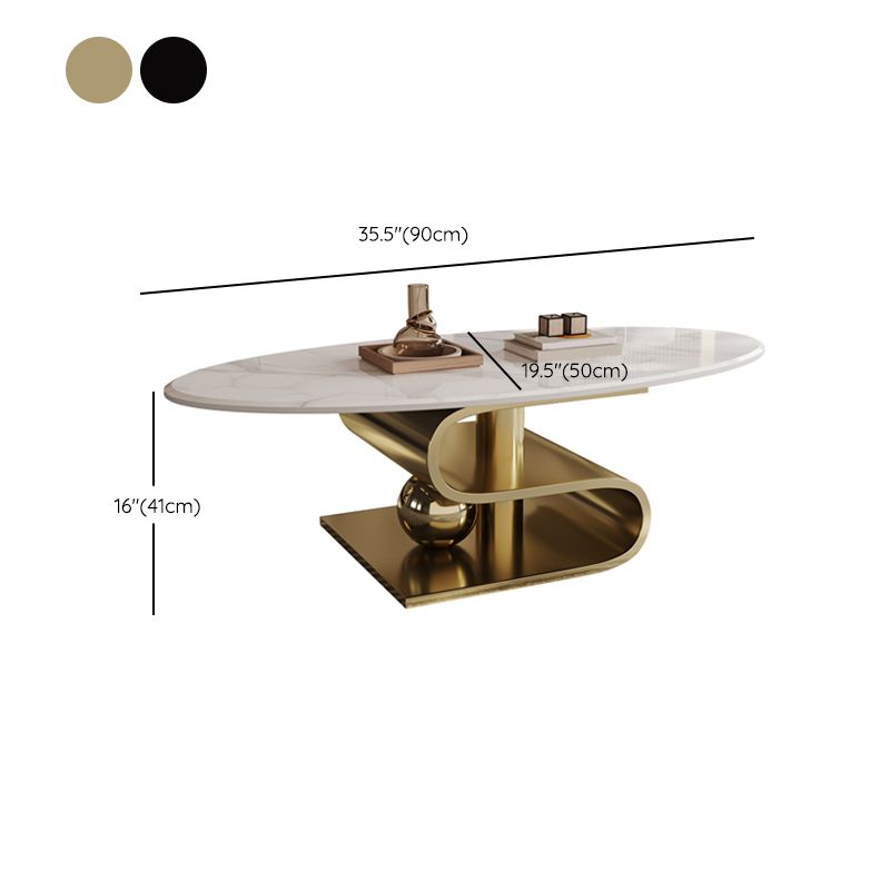 Stainless Steel Abstract Base Cocktail Table Glam Slate Top Coffee Table