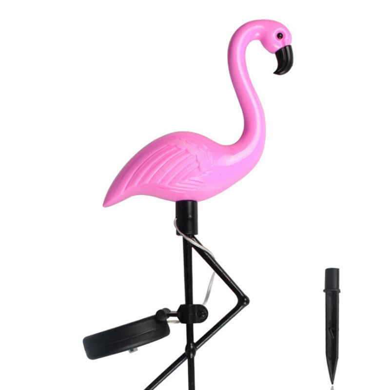 Flamingo Shaped Solar Ground Light Art Decor Plastic Backyard LED Stake Lighting in Pink