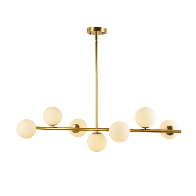 Linear Island Lighting Fixture Minimalism Glass Gold Island Chandelier for Dinning Room