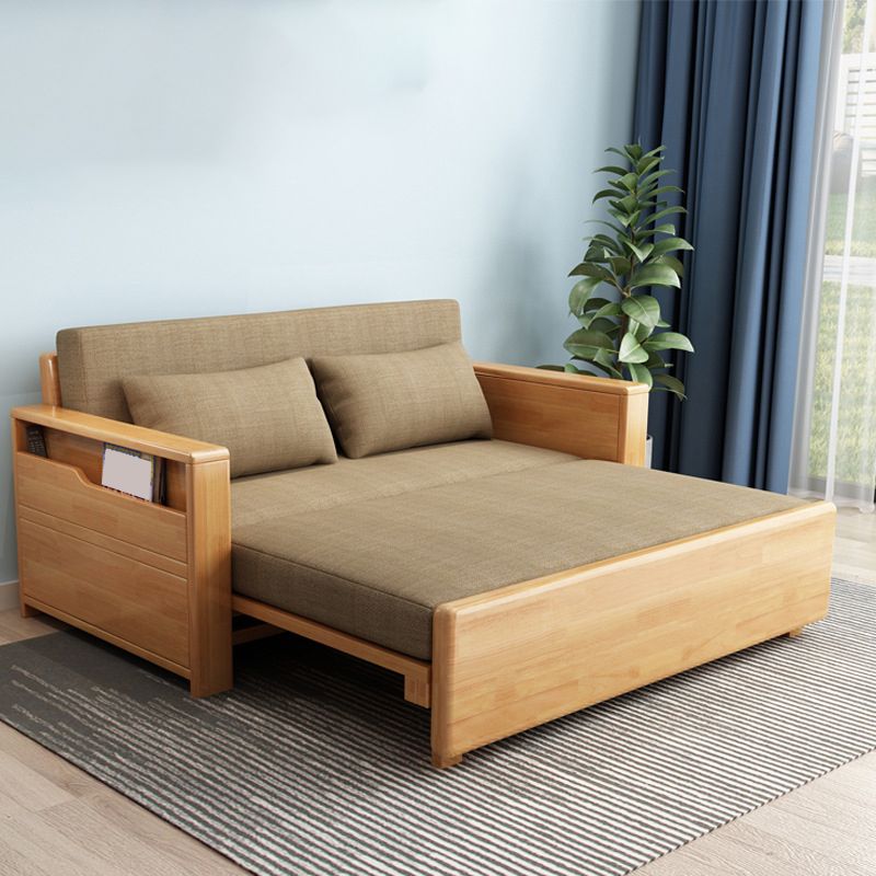 31.49" Wide Sleeper Sofa Linen Square Arms Sofa Bed with Upholstered