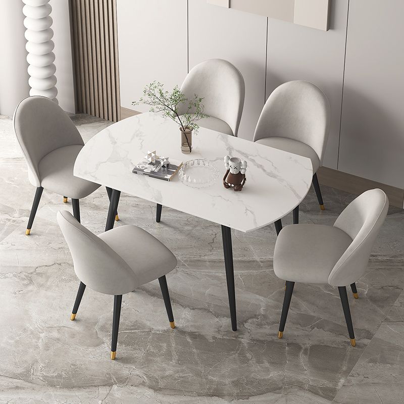 Standard Sintered Stone Top Dining Room Set with 4 Black Metallic Legs for Dining Furniture