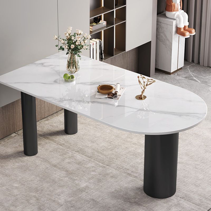 White Stone Top Dinner Room Kitchen Table Modern Tripod Base Dining Table