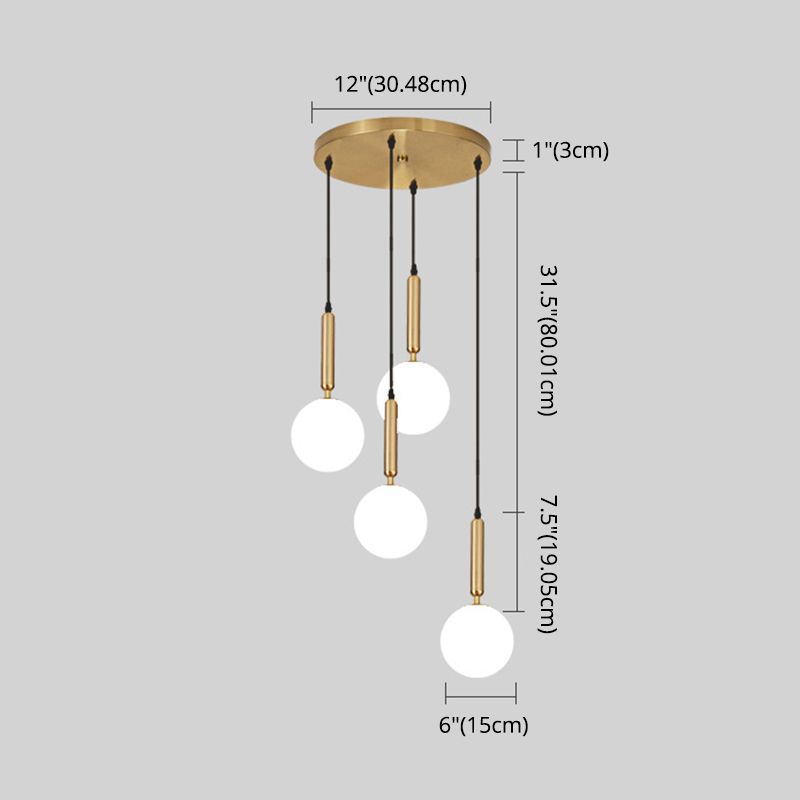 Modern Minimalist  Multiple Globe Shade Pendant Light  Metal Long Hanging Lamp  for Living Room
