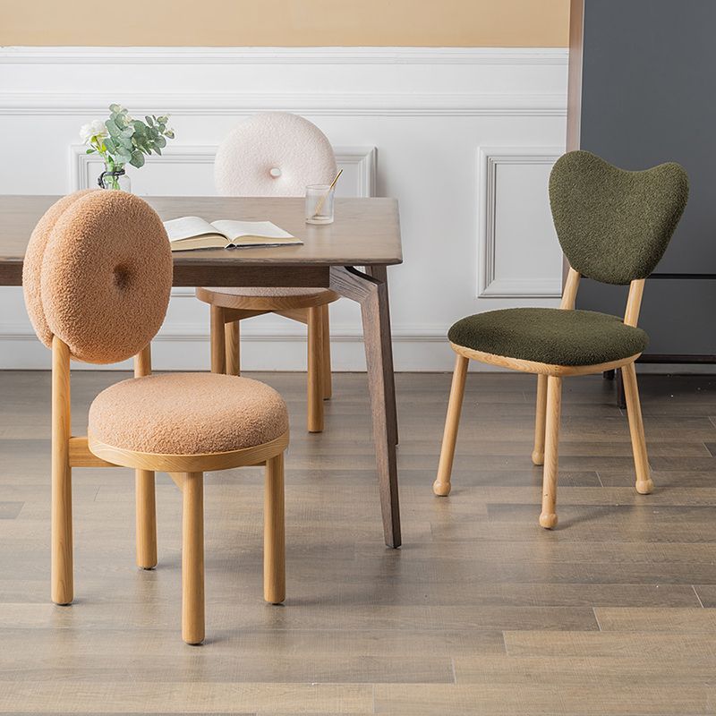 Nordic Tight Back Armless Chair Wool Accent Chair with Basic Four Legs