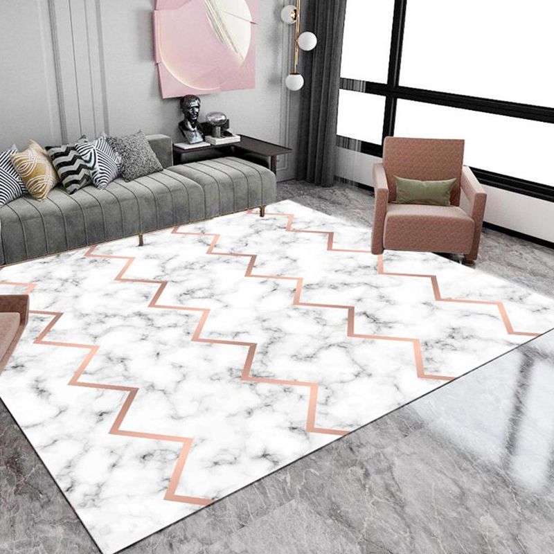 Simple Marble Surface Area Rug Contemporary Stylish Indoor Carpet Polyester Friendly Washable Rug for Home Decor