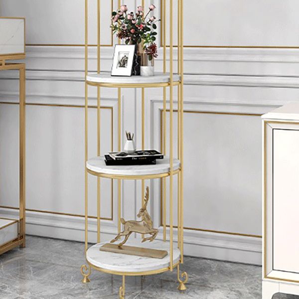 Modern Indoor Geometric Bookshelf Metal Frame Manufactured Wood Shelf Bookcase