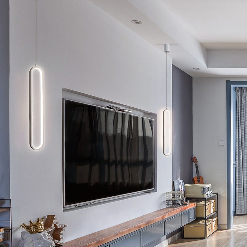 Simplicity Style Pendant Lighting Fixture Oblong LED Pendant Light Kit with Metal Shade