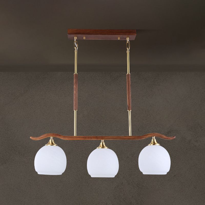 Modern Style Dome Shape Island Lights White Glass Island Lighting in Brown