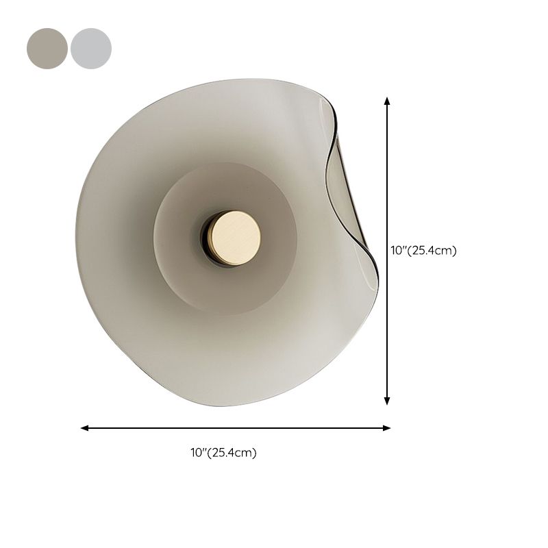 Round Glass Wall Sconce Modern LED Wall Lighting Fixture in Grey / Amber Finish