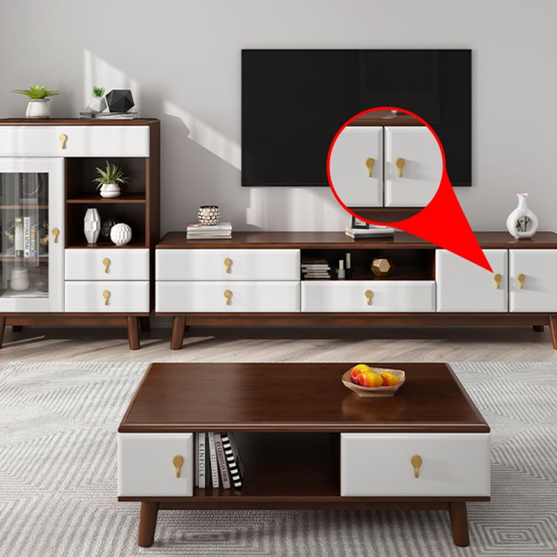 19.69"H TV Stand Contemporary Style Solid Wood TV Console with 3 Drawers