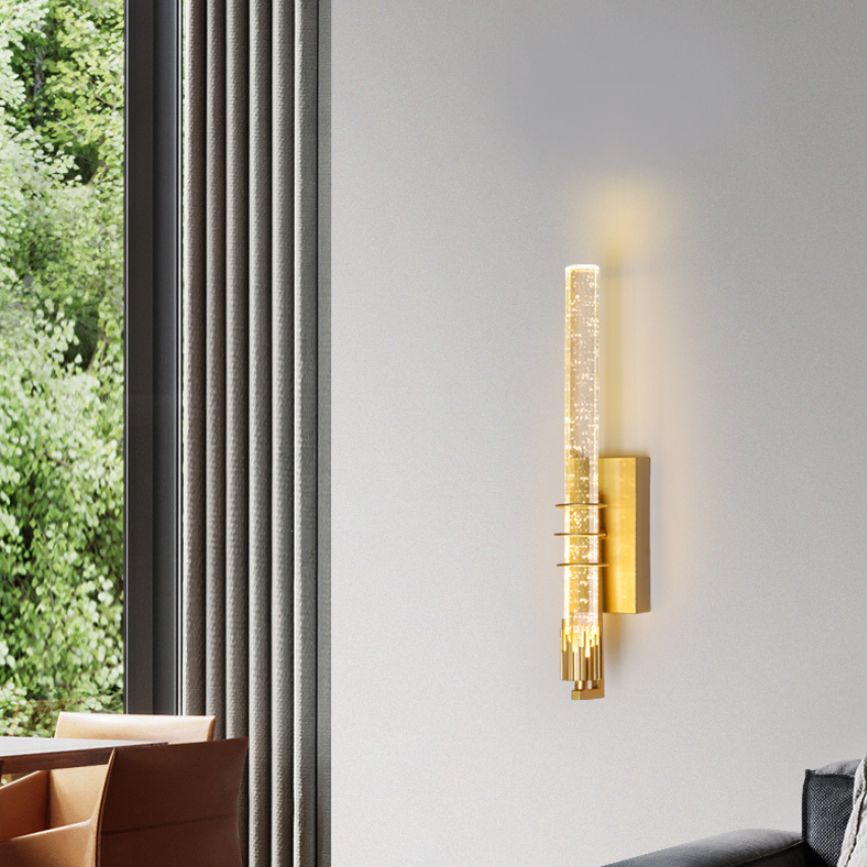 Modern Cylinder Crystal Wall Light Fixture 1-Light LED Sconce Light for Living Room