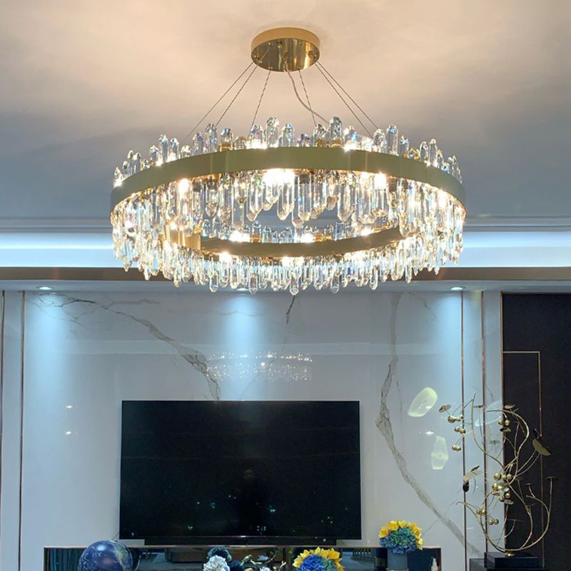 Minimalist Ceiling Pendant Light Ring Crystal Chandelier Lighting for Living Room